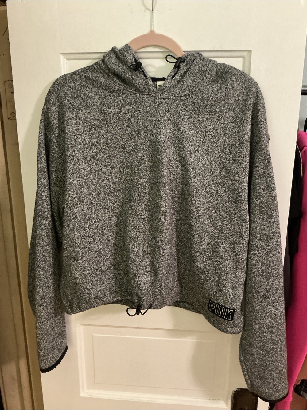PINK Victoria's Secret Women's Gray Hooded Pullover Sweater